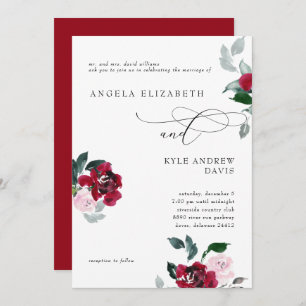 Elegance in Red Bride Parents Wedding Invitation
