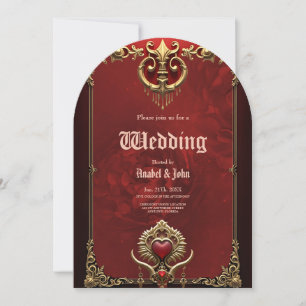Elegance in red lustre with an ornate heart. invitation