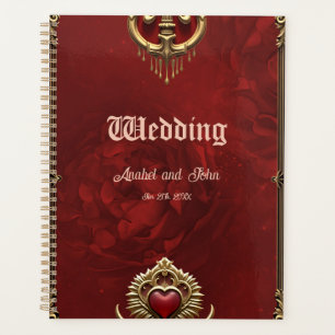 Elegance in red lustre with an ornate heart. planner