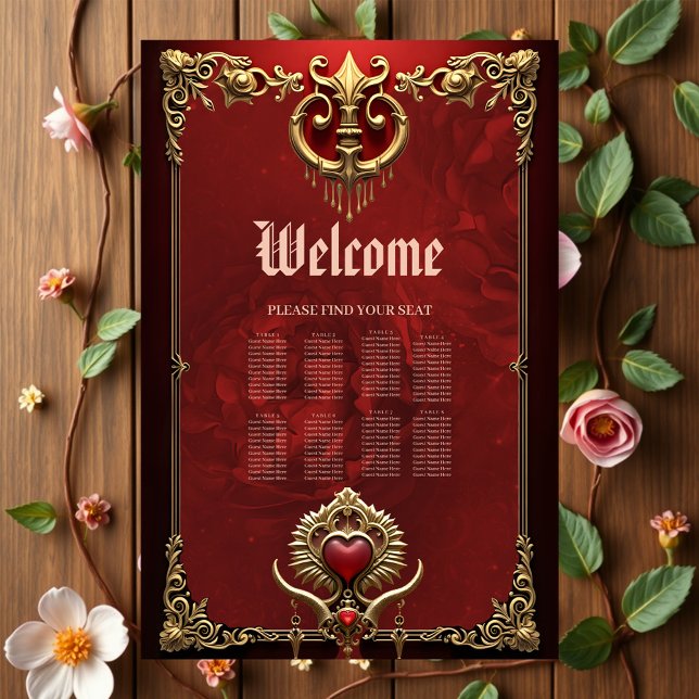 Elegance in red lustre with an ornate heart.  poster (Creator Uploaded)