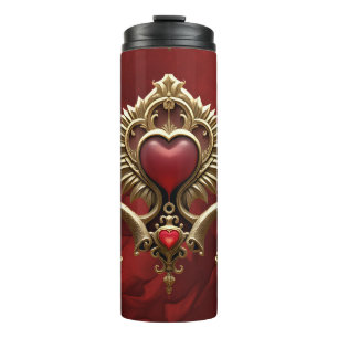 Elegance in red lustre with an ornate heart.  thermal tumbler