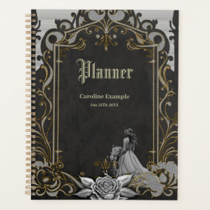 Elegance in silver and black planner