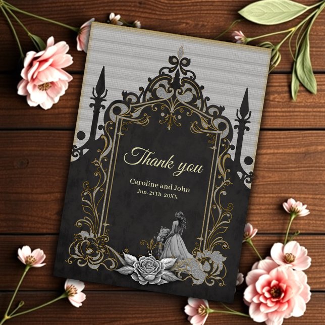 Elegance in silver and black. thank you card (Creator Uploaded)