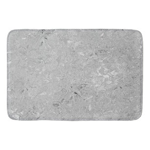 "Elegance in Silver: Etched Hibiscus Blooms" Bath Mat