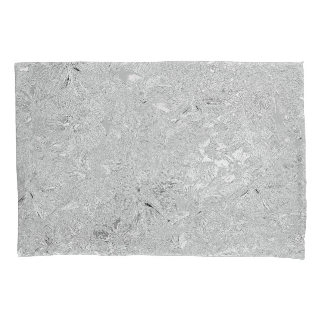 "Elegance in Silver: Etched Hibiscus Blooms" Pillowcase (Front)