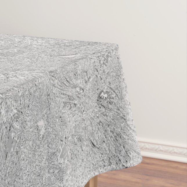 "Elegance in Silver: Etched Hibiscus Blooms" Tablecloth (In Situ)
