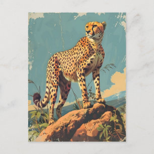 Elegance in Stripes: Vintage Cheetah Postcard