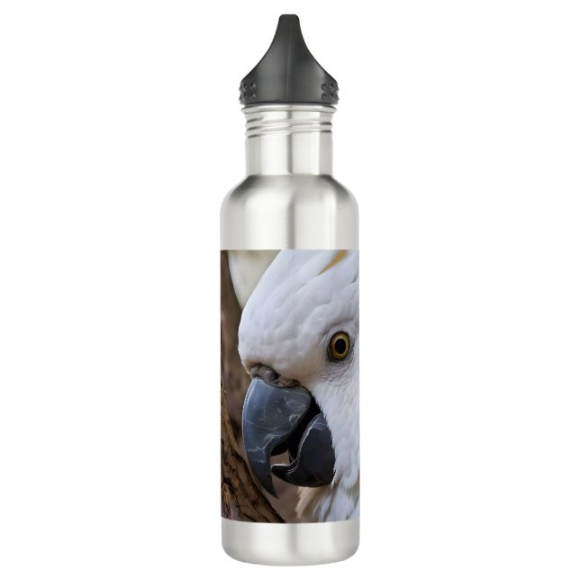 Elegance in White: The Majestic Aussie Cockatoo 710 Ml Water Bottle (Left)