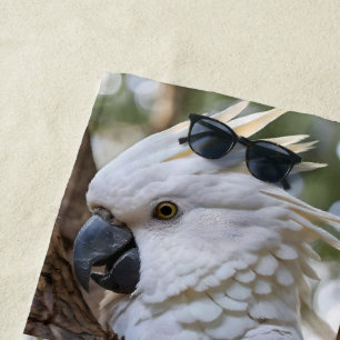 Elegance in White: The Majestic Aussie Cockatoo Beach Towel