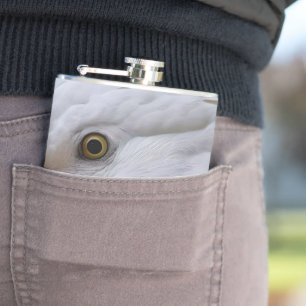 Elegance in White: The Majestic Aussie Cockatoo Hip Flask