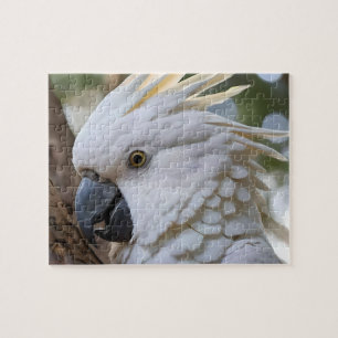 Elegance in White: The Majestic Aussie Cockatoo Jigsaw Puzzle