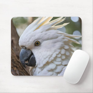 Elegance in White: The Majestic Aussie Cockatoo Mouse Pad