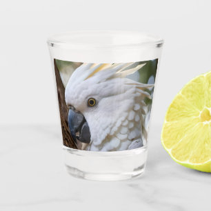 Elegance in White: The Majestic Aussie Cockatoo Shot Glass