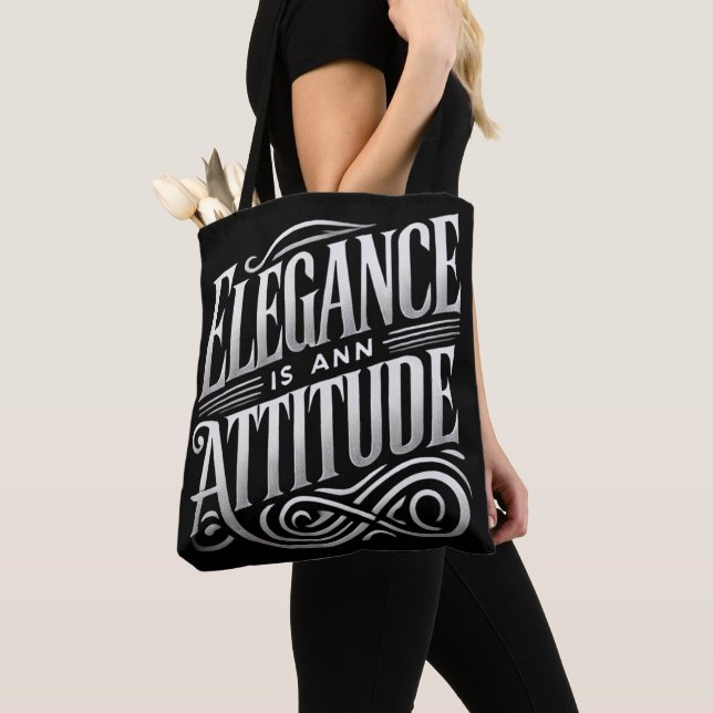 Elegance Is an Attitude – Luxe Statement Tote Bag (Close Up)