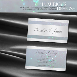 Elegance Light Blue Pearl Glitter Silver Borders Business Card
