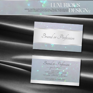Elegance Light Blue Pearl Glitter & Silver Borders Business Card