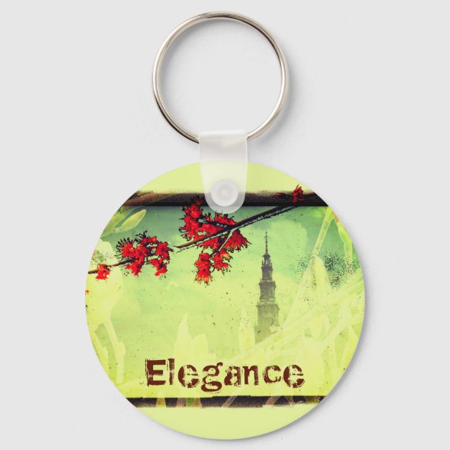 Elegance Mapple Flowers and Tower Key Ring (Front)