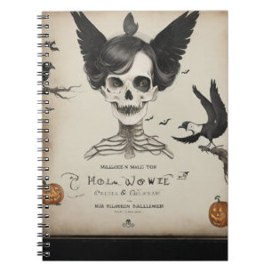Elegance Meets Spookiness Vintage Halloween Crow Notebook