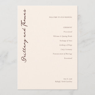 Elegance Minimalist Beige Calligraphy Ceremony Det Program