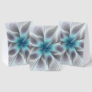 Elegance Modern Blue Grey White Fractal Art Flower
