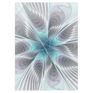 Elegance Modern Blue Grey White Fractal Art Flower Tablecloth