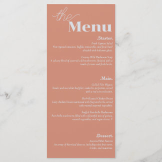 Elegance & Modern Flair Blush Pink Wedding Menu