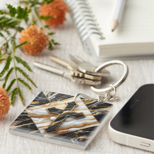 Elegance Monochrome Ceramic pattern Gilded Touches Key Ring