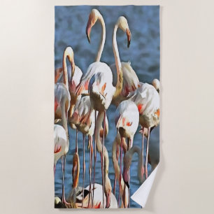 Elegance Of Artistic Pink Flamingos Beach Towel