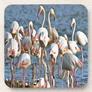 Elegance Of Artistic Pink Flamingos Coaster