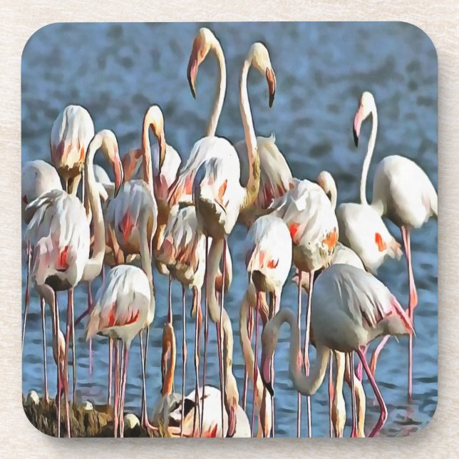 Elegance Of Artistic Pink Flamingos Coaster (Front)