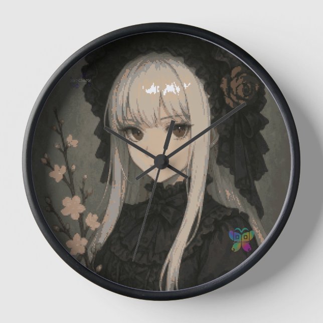 Elegance of the Midnight Blossom Maiden Clock (Front)