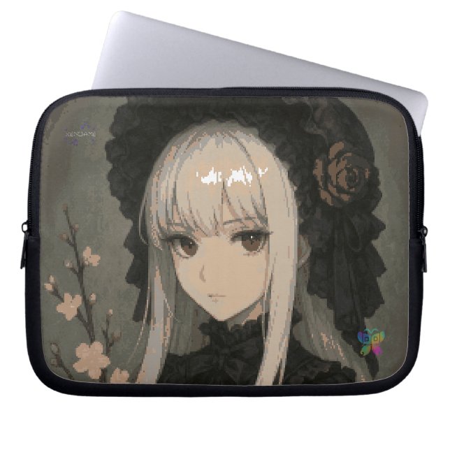 Elegance of the Midnight Blossom Maiden Laptop Sleeve (Front)