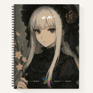 Elegance of the Midnight Blossom Maiden Premium Notebook