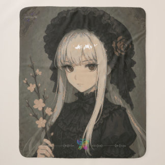 Elegance of the Midnight Blossom Maiden Premium Sherpa Blanket