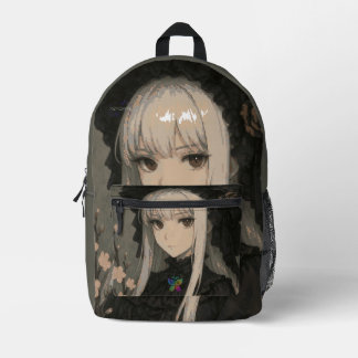 Elegance of the Midnight Blossom Maiden Standard Printed Backpack