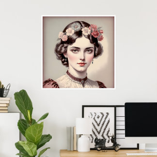 Elegance of yesteryear, beauty with crowned flower poster