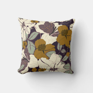 Elegance pattern with flowers and leaf. Floral vin Cushion