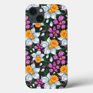 Elegance pattern with narcissus flowers 2 iPhone 13 case