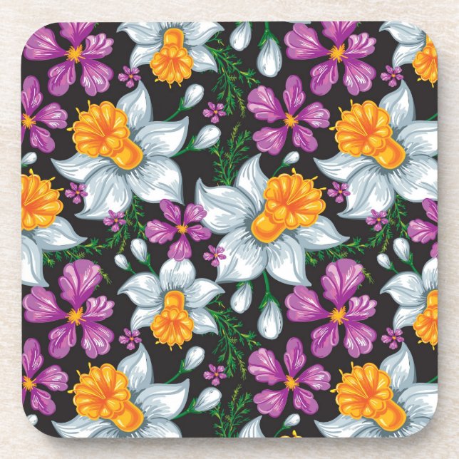 Elegance pattern with narcissus flowers 2 coaster (Front)