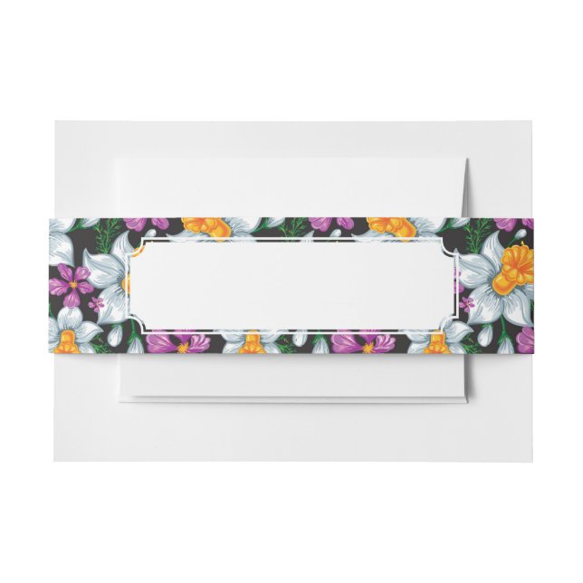 Elegance pattern with narcissus flowers 2 invitation belly band (Front Example)