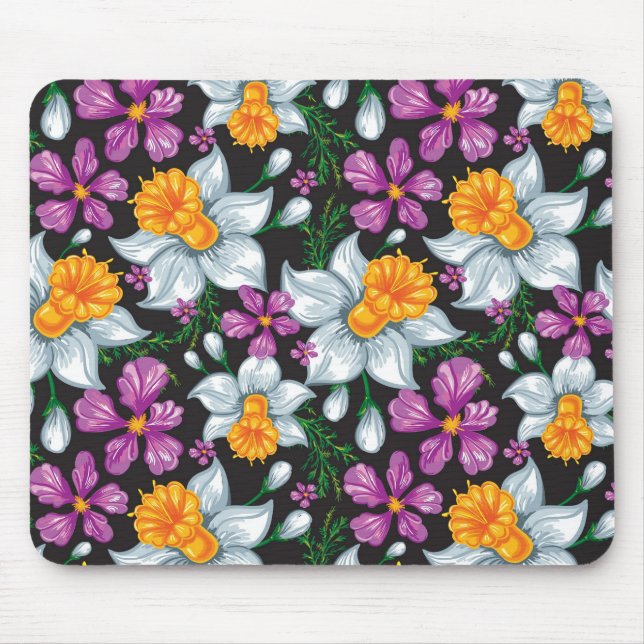 Elegance pattern with narcissus flowers 2 mouse pad (Front)
