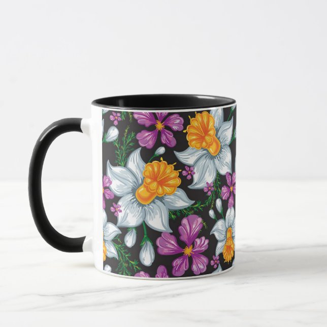 Elegance pattern with narcissus flowers 2 mug (Left)