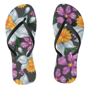 Elegance pattern with narcissus flowers 2 thongs