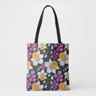 Elegance pattern with narcissus flowers 2 tote bag