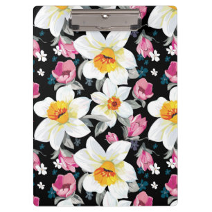 Elegance pattern with narcissus flowers clipboard