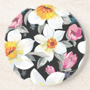 Elegance pattern with narcissus flowers coaster