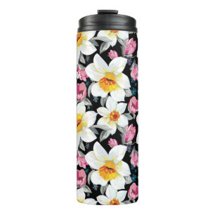 Elegance pattern with narcissus flowers thermal tumbler