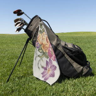 Elegance: Porcelain-Inspired Floral Golf Towel