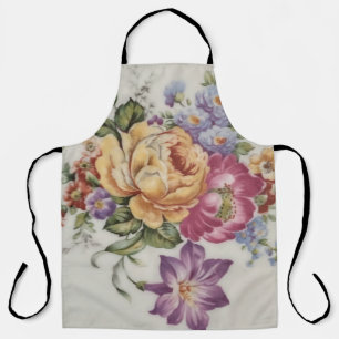 Elegance: Porcelain-Inspired Floral Print Apron 