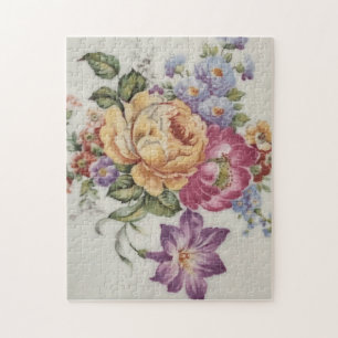 Elegance: Porcelain-Inspired Floral  Puzzle 